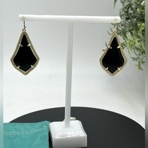 Kendra Scott Black‎ Alexandria 14k Gold Plated Black Opaque Glass Drop Earrings